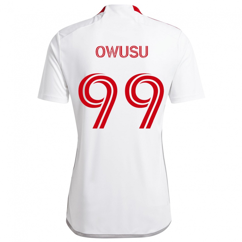 Kandiny Enfant Maillot Prince Osei Owusu #99 Blanc Rouge Tenues Extérieur 2024/25 T-Shirt