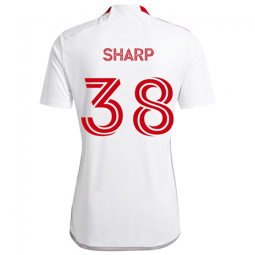 Kandiny Enfant Maillot Charlie Sharp #38 Blanc Rouge Tenues Extérieur 2024/25 T-Shirt