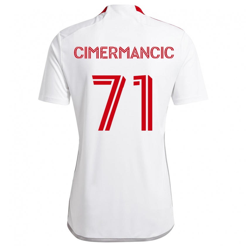 Kandiny Enfant Maillot Markus Cimermancic #71 Blanc Rouge Tenues Extérieur 2024/25 T-Shirt