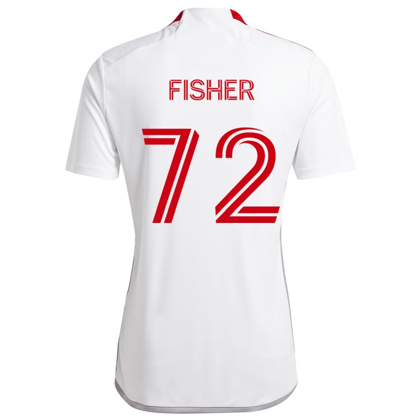 Kandiny Enfant Maillot Mark Fisher #72 Blanc Rouge Tenues Extérieur 2024/25 T-Shirt