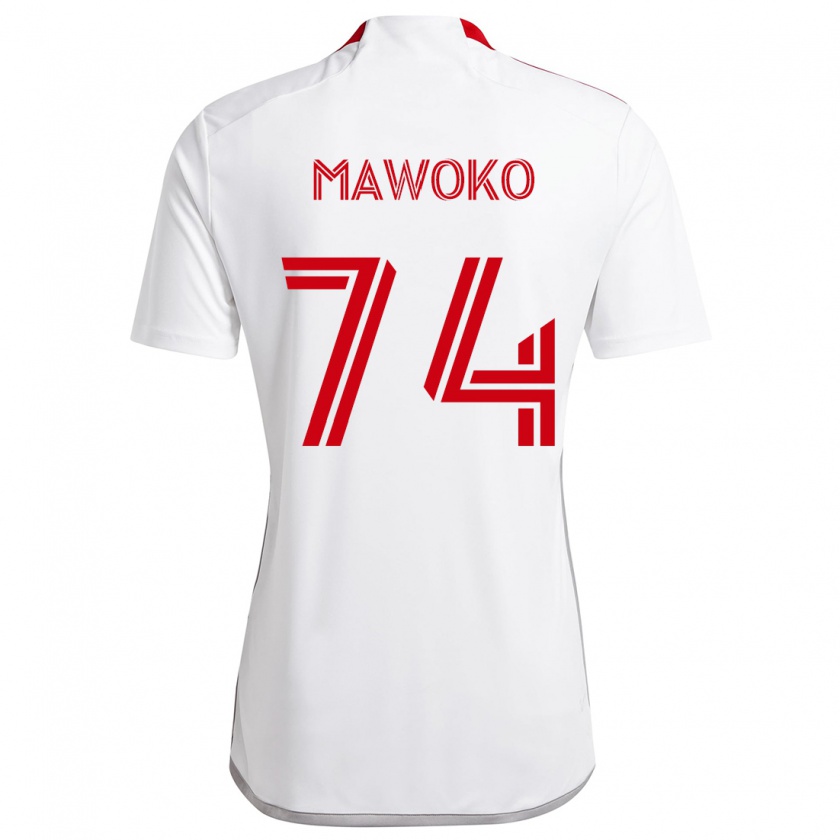 Kandiny Enfant Maillot Kundai Mawoko #74 Blanc Rouge Tenues Extérieur 2024/25 T-Shirt