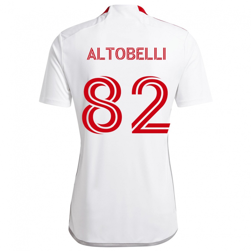 Kandiny Enfant Maillot Julian Altobelli #82 Blanc Rouge Tenues Extérieur 2024/25 T-Shirt