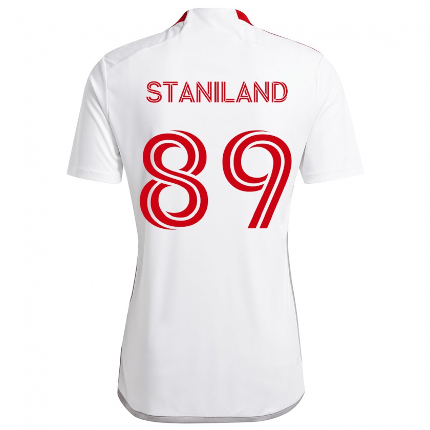 Kandiny Enfant Maillot Charlie Staniland #89 Blanc Rouge Tenues Extérieur 2024/25 T-Shirt