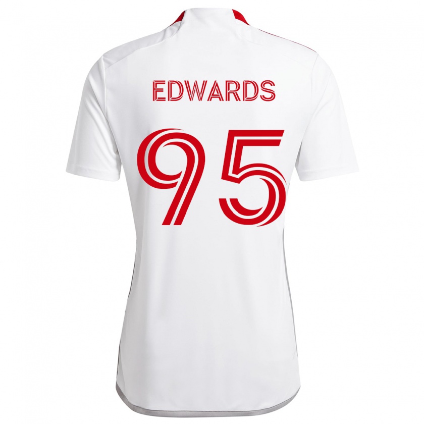 Kandiny Enfant Maillot Nathaniel Edwards #95 Blanc Rouge Tenues Extérieur 2024/25 T-Shirt