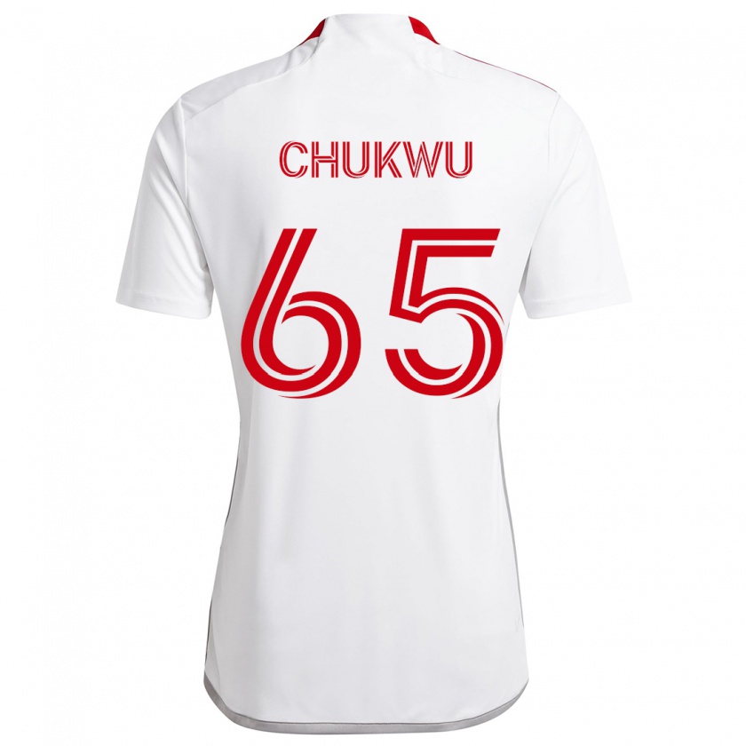 Kandiny Enfant Maillot Joses Chukwu #65 Blanc Rouge Tenues Extérieur 2024/25 T-Shirt