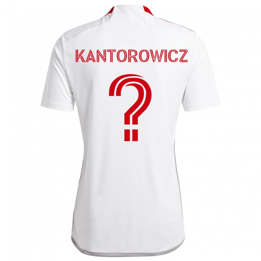 Kandiny Enfant Maillot Dominic Kantorowicz #0 Blanc Rouge Tenues Extérieur 2024/25 T-Shirt