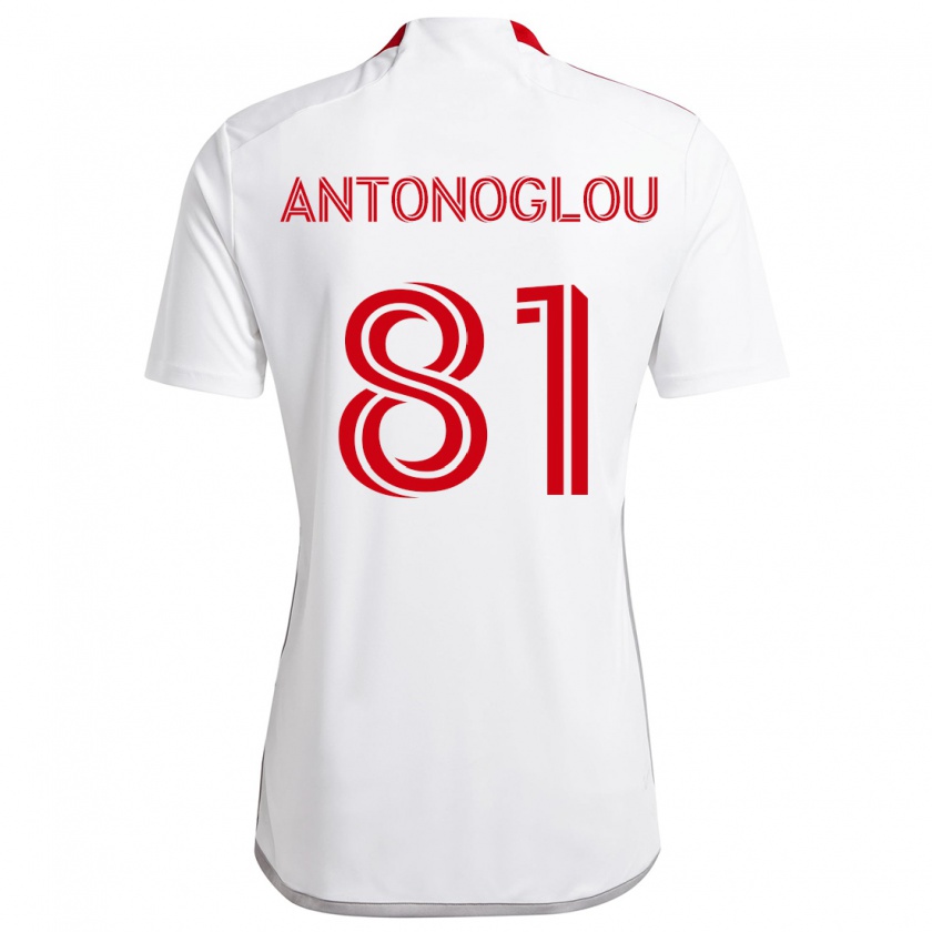 Kandiny Enfant Maillot Themi Antonoglou #81 Blanc Rouge Tenues Extérieur 2024/25 T-Shirt