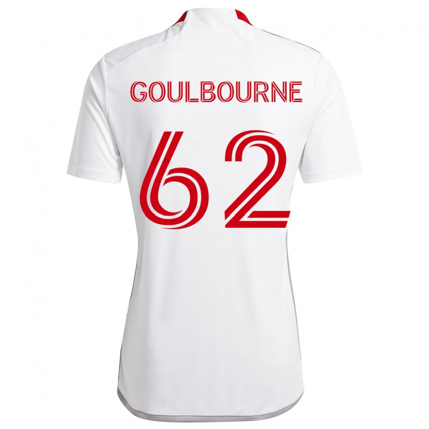 Kandiny Enfant Maillot Rohan Goulbourne #62 Blanc Rouge Tenues Extérieur 2024/25 T-Shirt