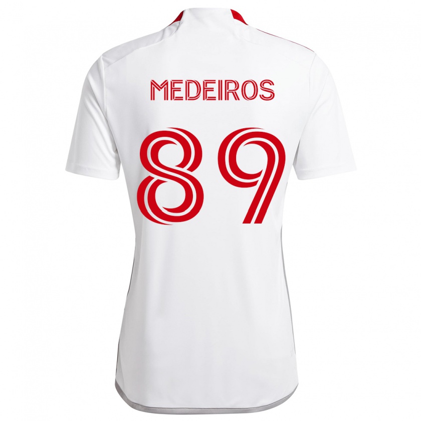 Kandiny Enfant Maillot Matthew Medeiros #89 Blanc Rouge Tenues Extérieur 2024/25 T-Shirt