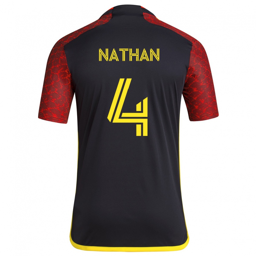 Kandiny Enfant Maillot Nathan #4 Rouge Noir Tenues Extérieur 2024/25 T-Shirt