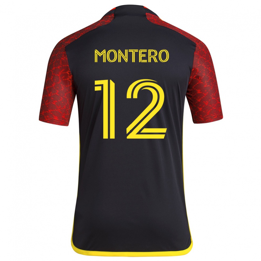 Kandiny Enfant Maillot Fredy Montero #12 Rouge Noir Tenues Extérieur 2024/25 T-Shirt