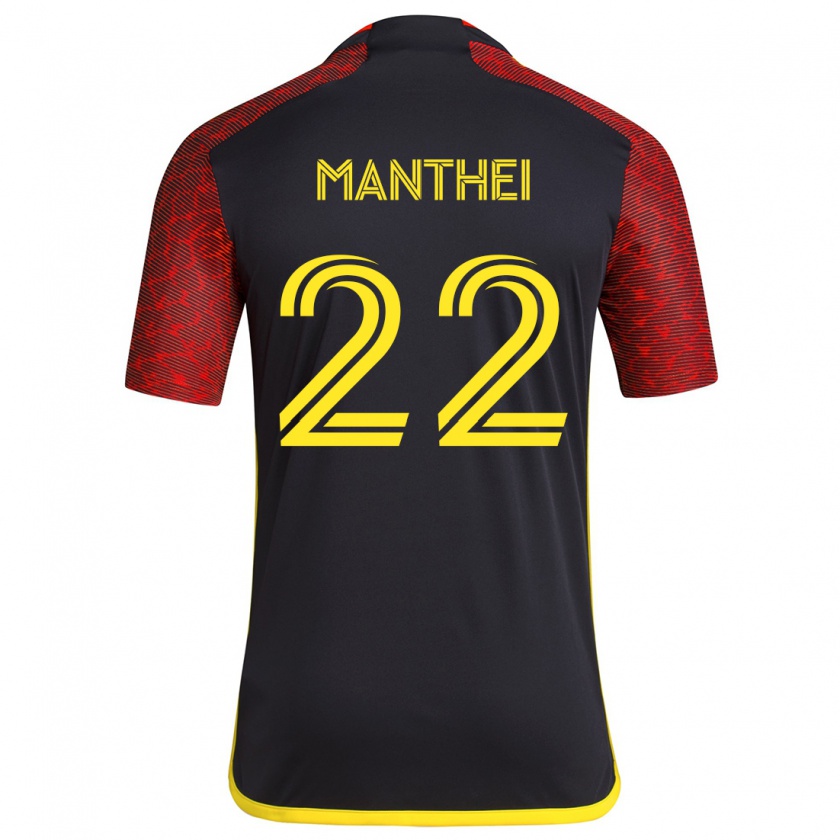 Kandiny Enfant Maillot Leahi Manthei #22 Rouge Noir Tenues Extérieur 2024/25 T-Shirt