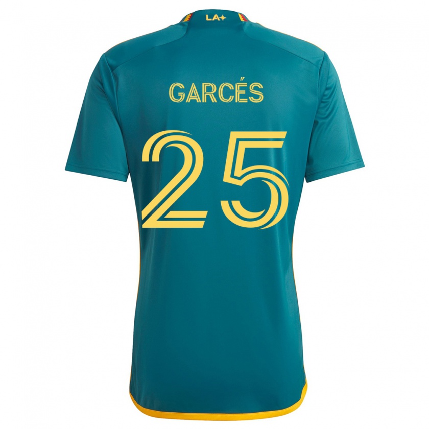 Kandiny Enfant Maillot Carlos Garcés #25 Vert Jaune Tenues Extérieur 2024/25 T-Shirt