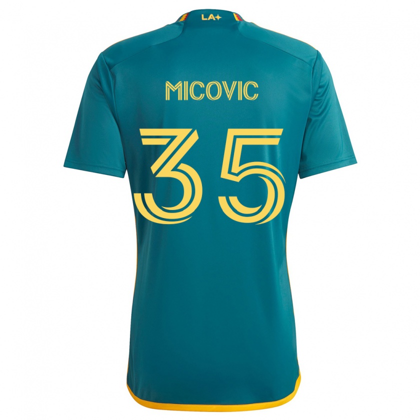 Kandiny Enfant Maillot Novak Micovic #35 Vert Jaune Tenues Extérieur 2024/25 T-Shirt