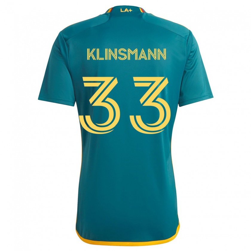 Kandiny Enfant Maillot Jonathan Klinsmann #33 Vert Jaune Tenues Extérieur 2024/25 T-Shirt