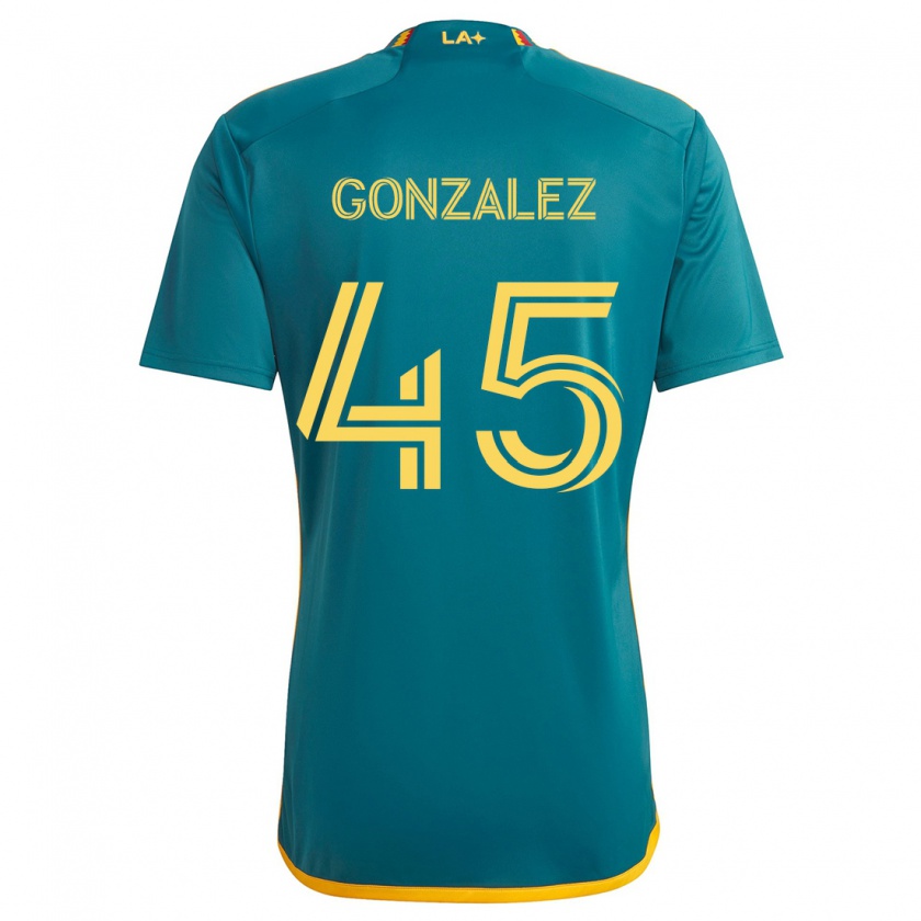 Kandiny Enfant Maillot Adrián González #45 Vert Jaune Tenues Extérieur 2024/25 T-Shirt