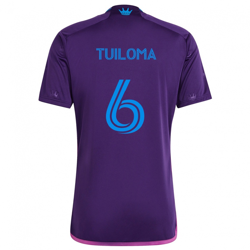 Kandiny Enfant Maillot Bill Tuiloma #6 Bleu Violet Tenues Extérieur 2024/25 T-Shirt