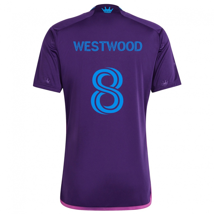 Kandiny Enfant Maillot Ashley Westwood #8 Bleu Violet Tenues Extérieur 2024/25 T-Shirt