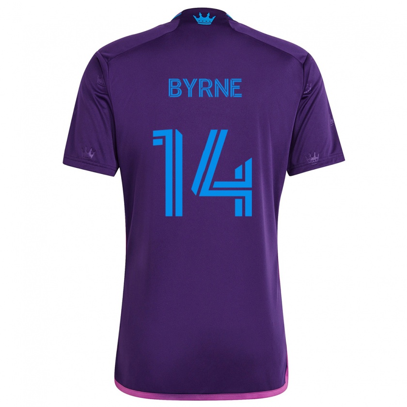 Kandiny Enfant Maillot Nathan Byrne #14 Bleu Violet Tenues Extérieur 2024/25 T-Shirt