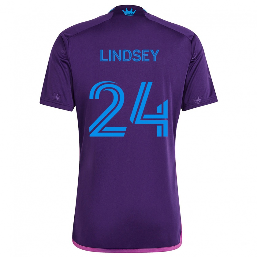 Kandiny Enfant Maillot Jaylin Lindsey #24 Bleu Violet Tenues Extérieur 2024/25 T-Shirt