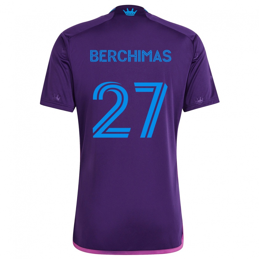 Kandiny Enfant Maillot Nimfasha Berchimas #27 Bleu Violet Tenues Extérieur 2024/25 T-Shirt