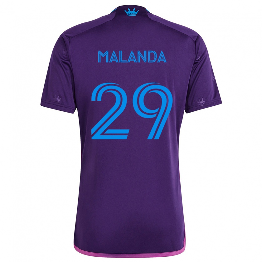 Kandiny Enfant Maillot Adilson Malanda #29 Bleu Violet Tenues Extérieur 2024/25 T-Shirt