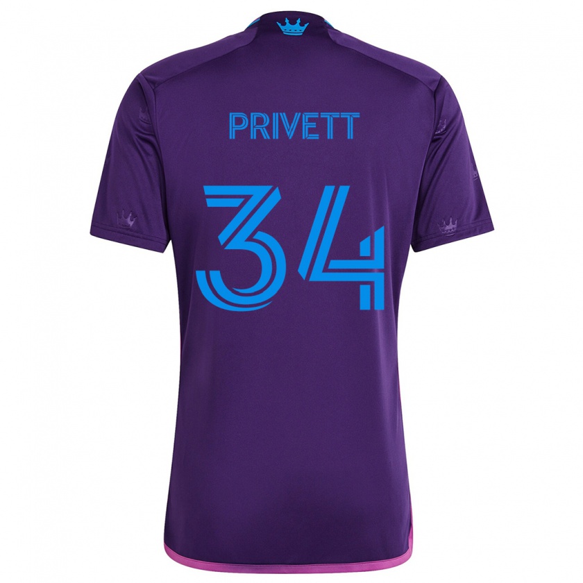 Kandiny Enfant Maillot Andrew Privett #34 Bleu Violet Tenues Extérieur 2024/25 T-Shirt