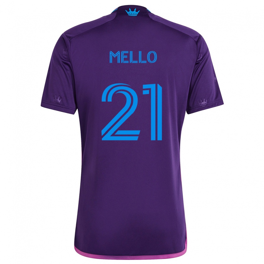 Kandiny Enfant Maillot Vinicius Mello #21 Bleu Violet Tenues Extérieur 2024/25 T-Shirt