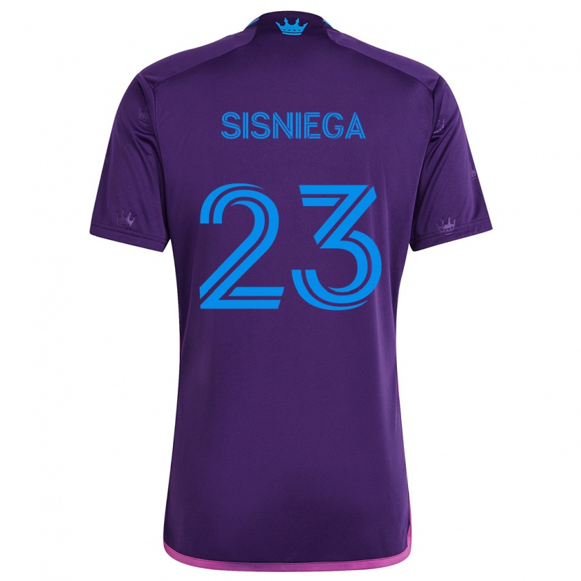 Kandiny Enfant Maillot Pablo Sisniega #23 Bleu Violet Tenues Extérieur 2024/25 T-Shirt