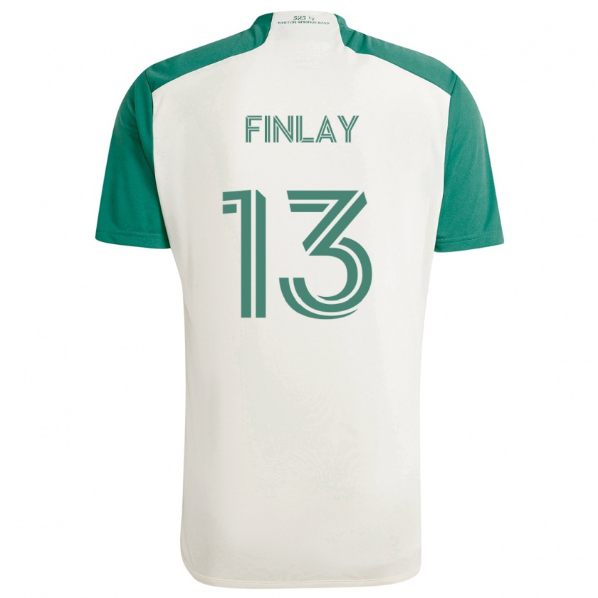 Kandiny Enfant Maillot Ethan Finlay #13 Couleurs Beiges Vert Tenues Extérieur 2024/25 T-Shirt