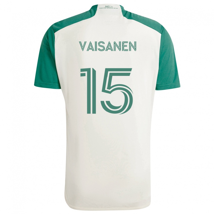 Kandiny Enfant Maillot Leo Väisänen #15 Couleurs Beiges Vert Tenues Extérieur 2024/25 T-Shirt