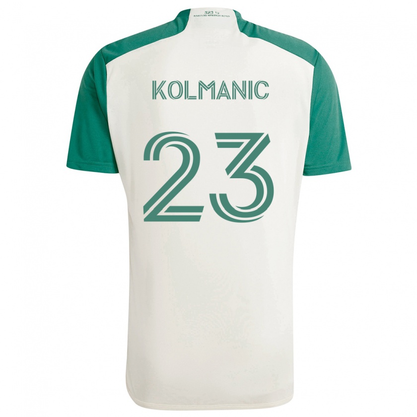 Kandiny Enfant Maillot Zan Kolmanic #23 Couleurs Beiges Vert Tenues Extérieur 2024/25 T-Shirt