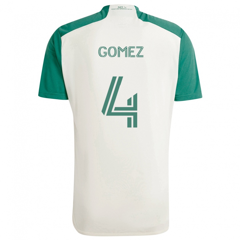 Kandiny Enfant Maillot Antonio Gomez #4 Couleurs Beiges Vert Tenues Extérieur 2024/25 T-Shirt