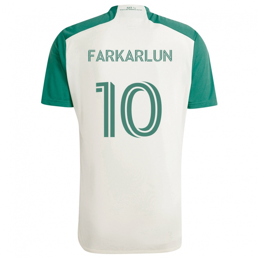 Kandiny Enfant Maillot Jimmy Farkarlun #10 Couleurs Beiges Vert Tenues Extérieur 2024/25 T-Shirt