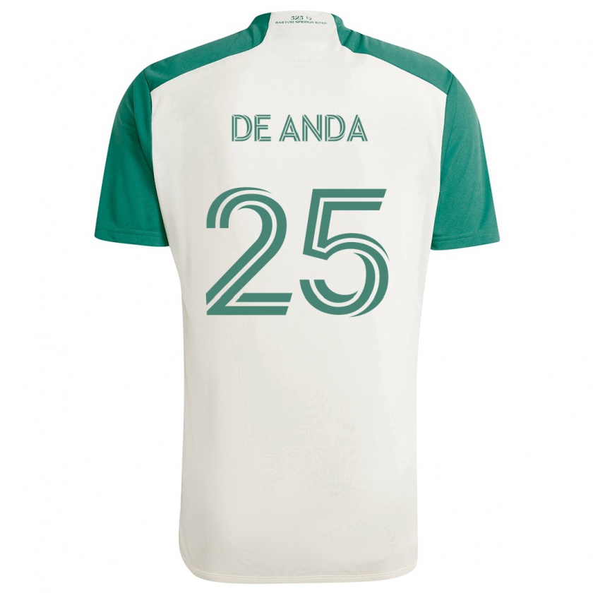 Kandiny Enfant Maillot Anthony De Anda #25 Couleurs Beiges Vert Tenues Extérieur 2024/25 T-Shirt