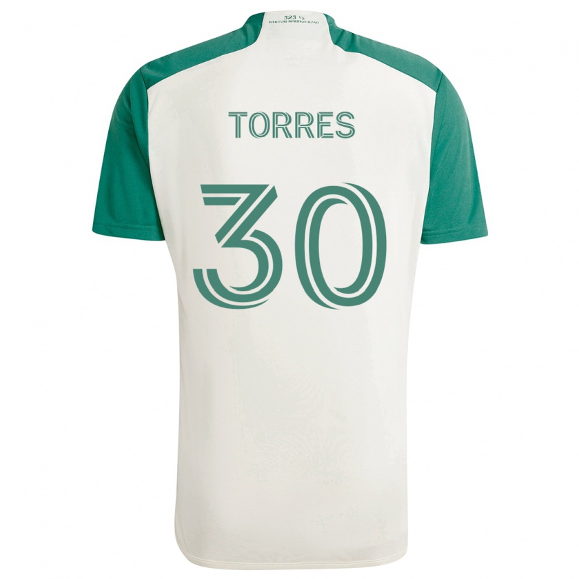 Kandiny Enfant Maillot Ervin Torres #30 Couleurs Beiges Vert Tenues Extérieur 2024/25 T-Shirt