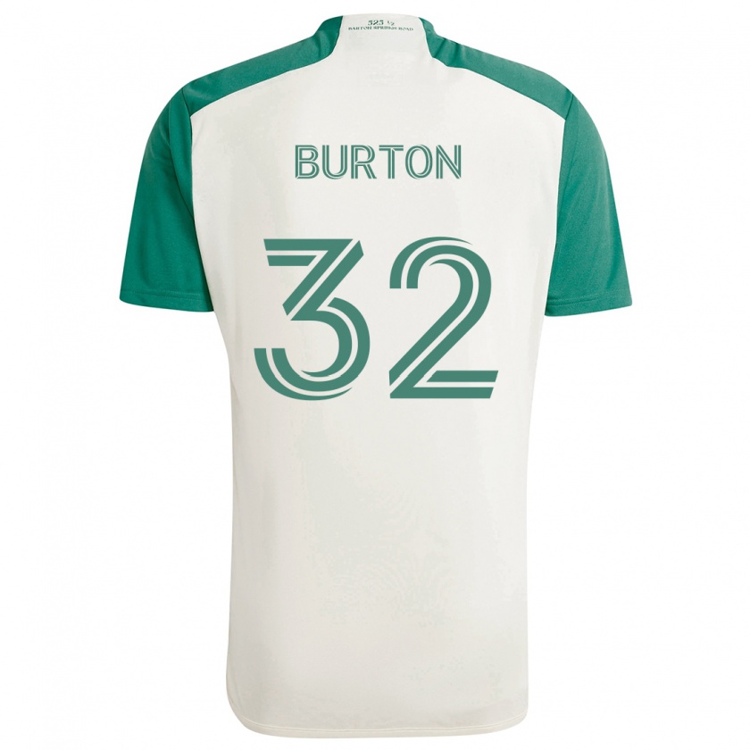 Kandiny Enfant Maillot Micah Burton #32 Couleurs Beiges Vert Tenues Extérieur 2024/25 T-Shirt