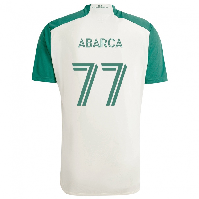 Kandiny Enfant Maillot Diego Abarca #77 Couleurs Beiges Vert Tenues Extérieur 2024/25 T-Shirt