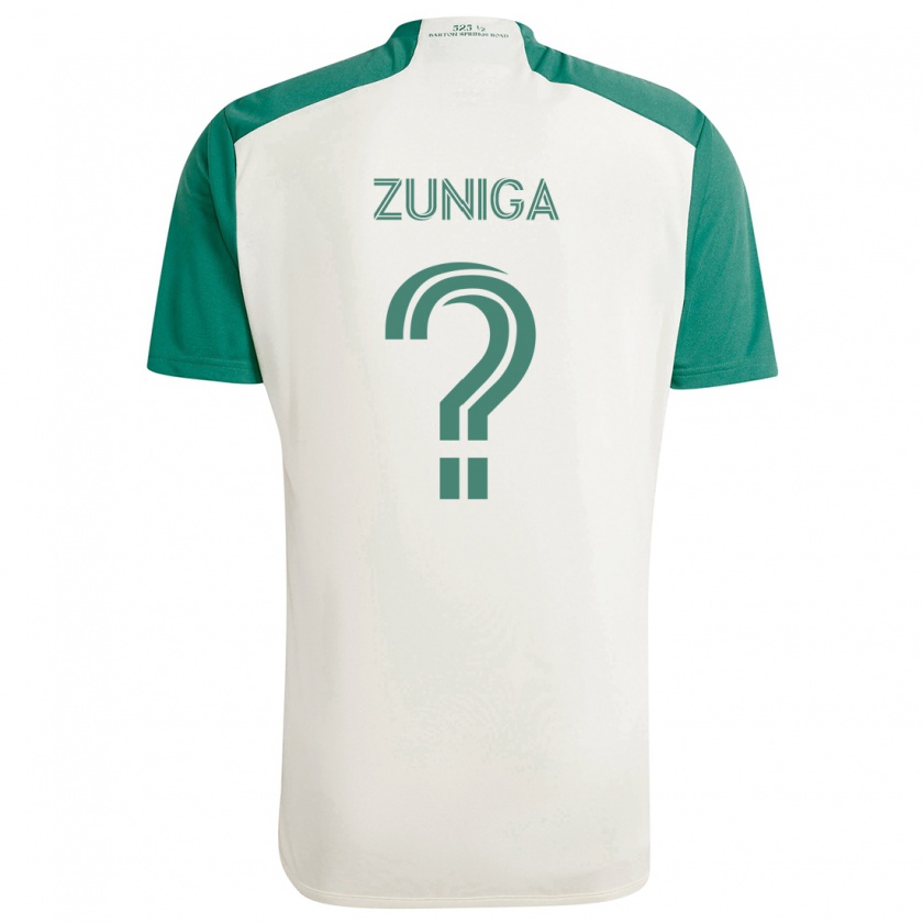 Kandiny Enfant Maillot Abner Zuñiga #0 Couleurs Beiges Vert Tenues Extérieur 2024/25 T-Shirt