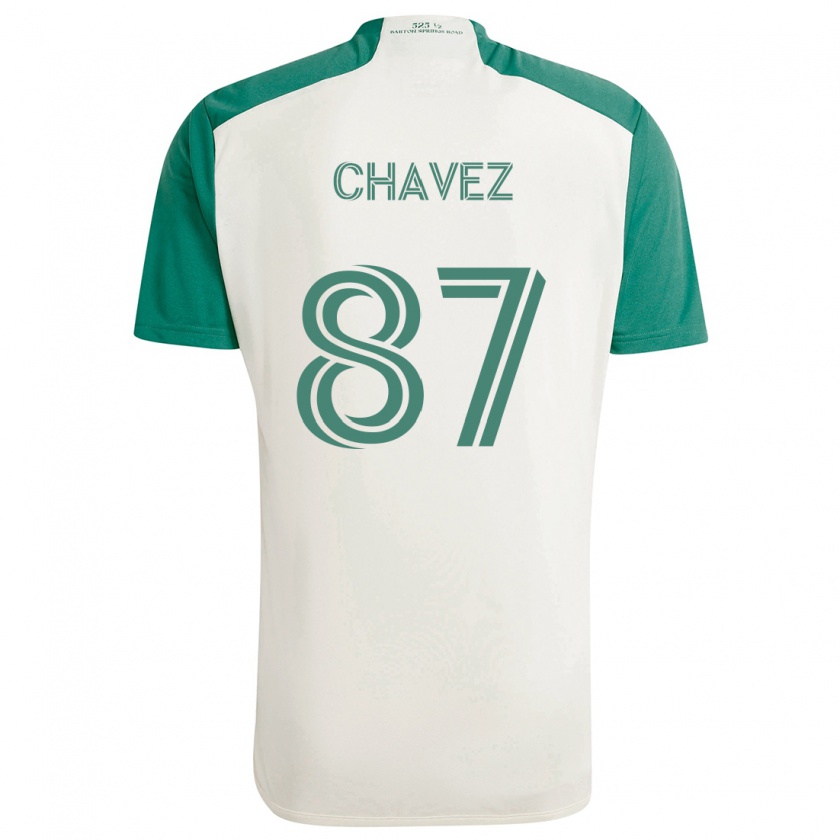 Kandiny Enfant Maillot Alfonso Ocampo-Chávez #87 Couleurs Beiges Vert Tenues Extérieur 2024/25 T-Shirt