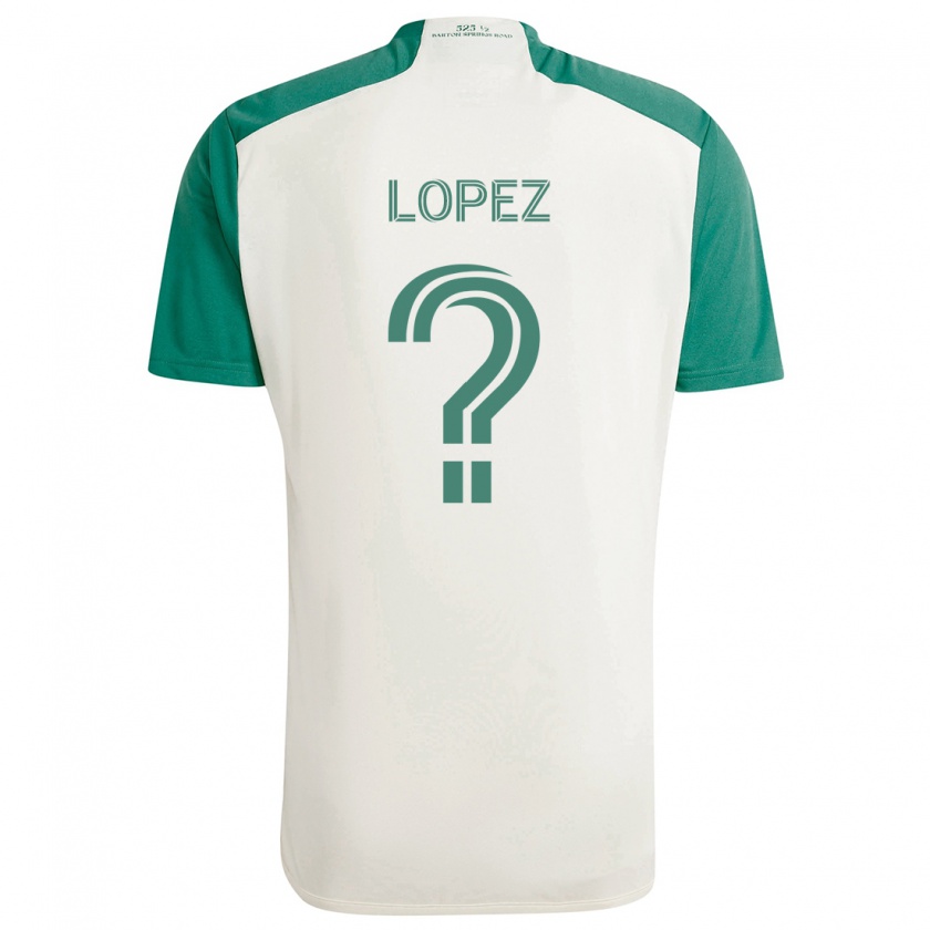 Kandiny Enfant Maillot Eric López #0 Couleurs Beiges Vert Tenues Extérieur 2024/25 T-Shirt