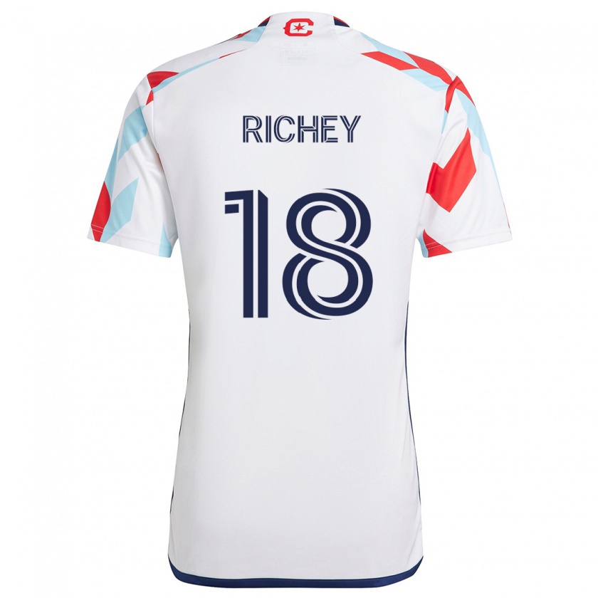 Kandiny Enfant Maillot Spencer Richey #18 Blanc Rouge Bleu Tenues Extérieur 2024/25 T-Shirt