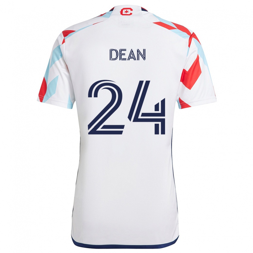 Kandiny Enfant Maillot Jonathan Dean #24 Blanc Rouge Bleu Tenues Extérieur 2024/25 T-Shirt