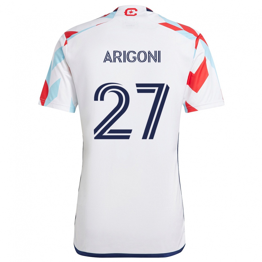 Kandiny Enfant Maillot Allan Arigoni #27 Blanc Rouge Bleu Tenues Extérieur 2024/25 T-Shirt