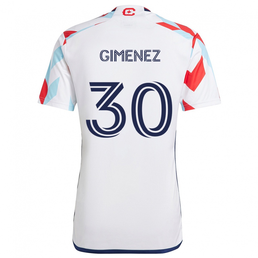 Kandiny Enfant Maillot Gastón Giménez #30 Blanc Rouge Bleu Tenues Extérieur 2024/25 T-Shirt