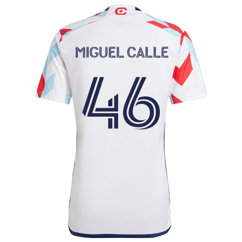 Kandiny Enfant Maillot Juan Miguel Calle #46 Blanc Rouge Bleu Tenues Extérieur 2024/25 T-Shirt