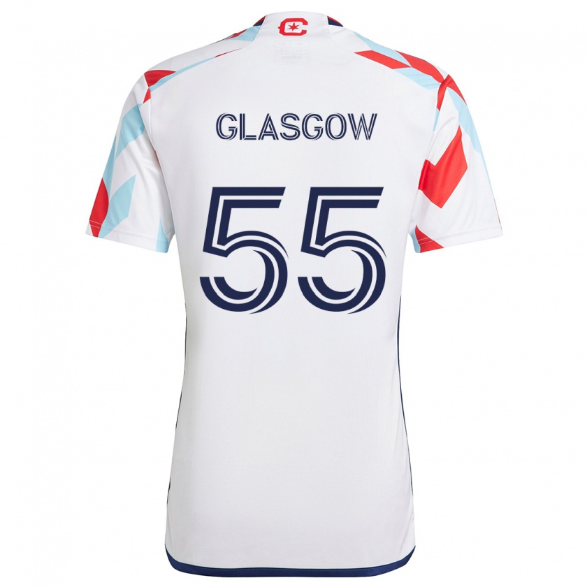 Kandiny Enfant Maillot Omari Glasgow #55 Blanc Rouge Bleu Tenues Extérieur 2024/25 T-Shirt