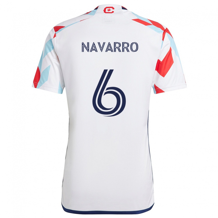 Kandiny Enfant Maillot Miguel Navarro #6 Blanc Rouge Bleu Tenues Extérieur 2024/25 T-Shirt