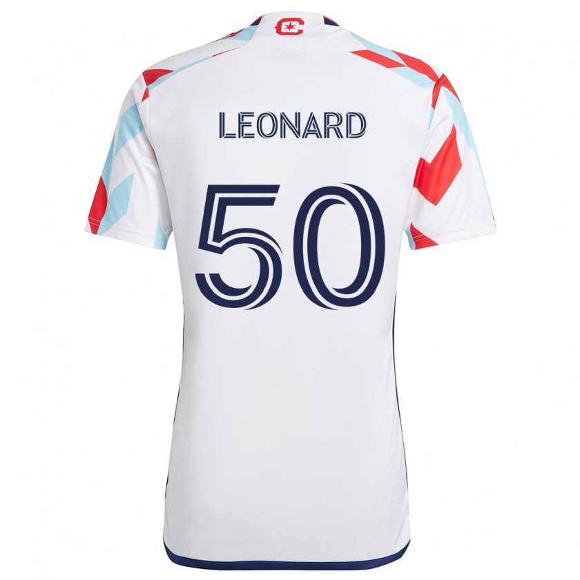 Kandiny Enfant Maillot Eric Leonard #50 Blanc Rouge Bleu Tenues Extérieur 2024/25 T-Shirt