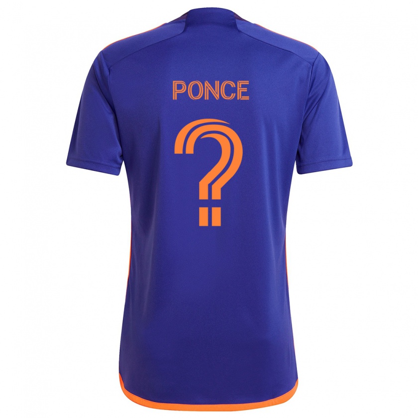 Kandiny Enfant Maillot Ezequiel Ponce #0 Violet Orange Tenues Extérieur 2024/25 T-Shirt